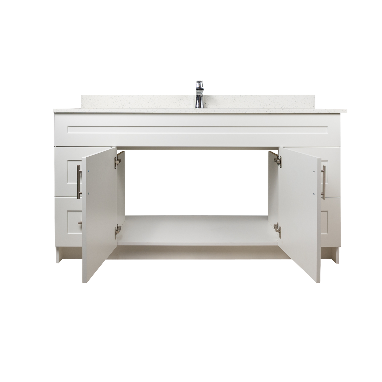 60" MDF - Single Sink - White - Shaker Doors - Softclose Hardware