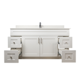 60" MDF - Single Sink - White - Shaker Doors - Softclose Hardware