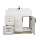 36" MDF - Left Side Draw - White - Shaker Doors - Softclose Hardware