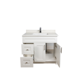 36" MDF - Left Side Draw - White - Shaker Doors - Softclose Hardware