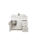36" MDF - Right Side Draw - White - Shaker Doors - Softclose Hardware