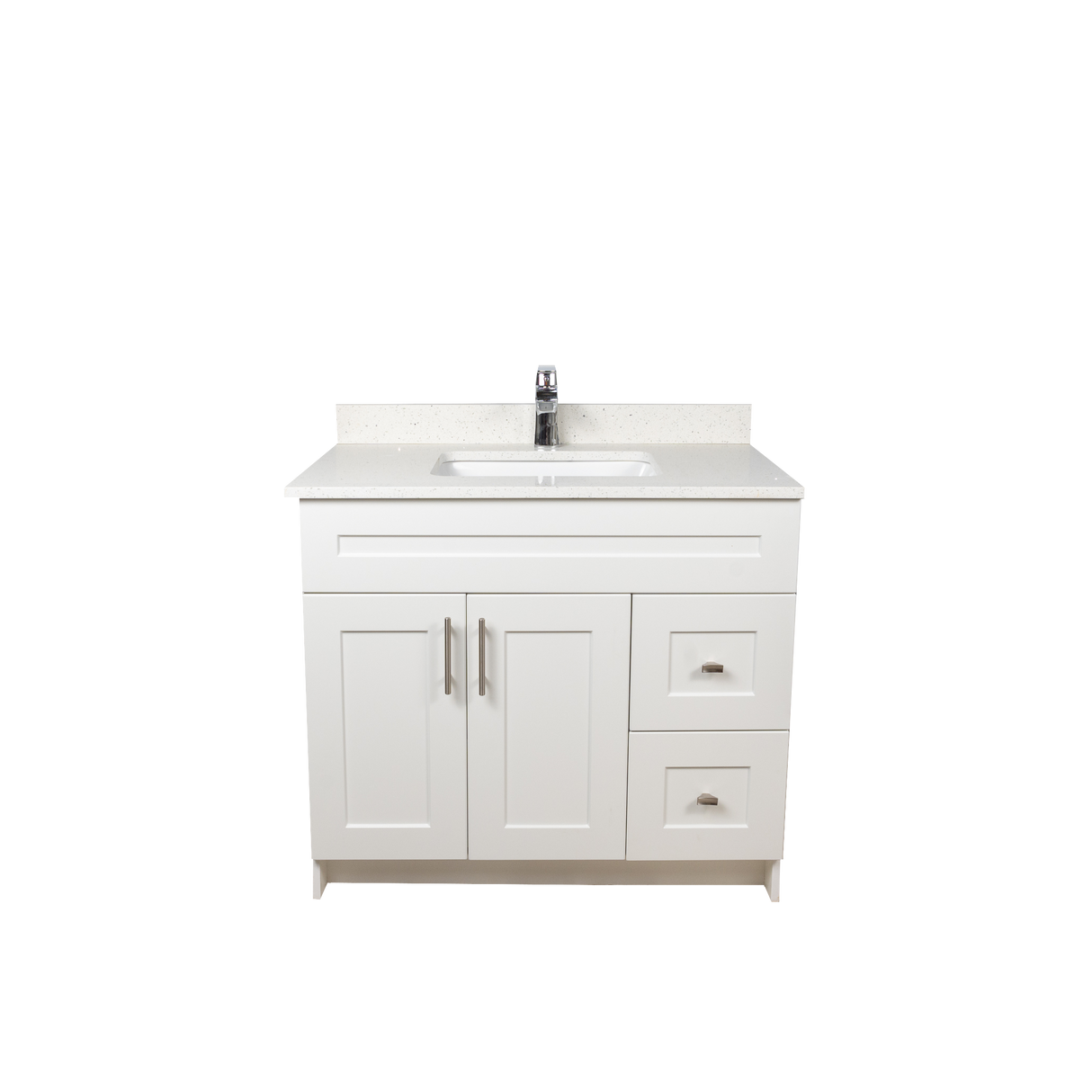 36" MDF - Right Side Draw - White - Shaker Doors - Softclose Hardware