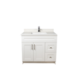 36" MDF - Right Side Draw - White - Shaker Doors - Softclose Hardware