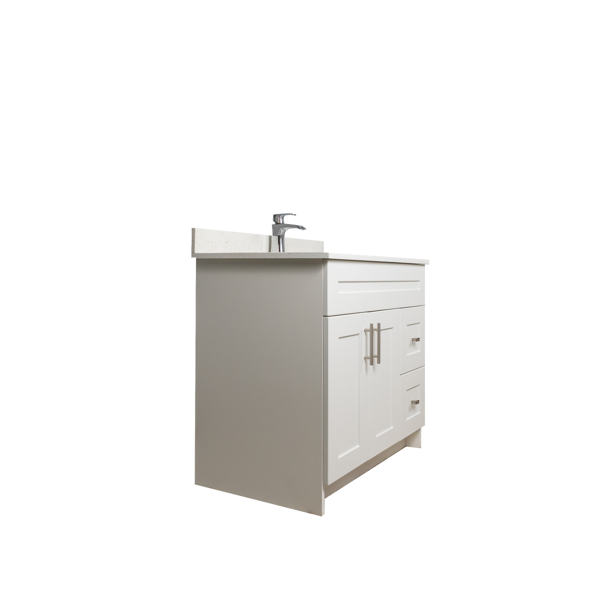 36" MDF - Right Side Draw - White - Shaker Doors - Softclose Hardware