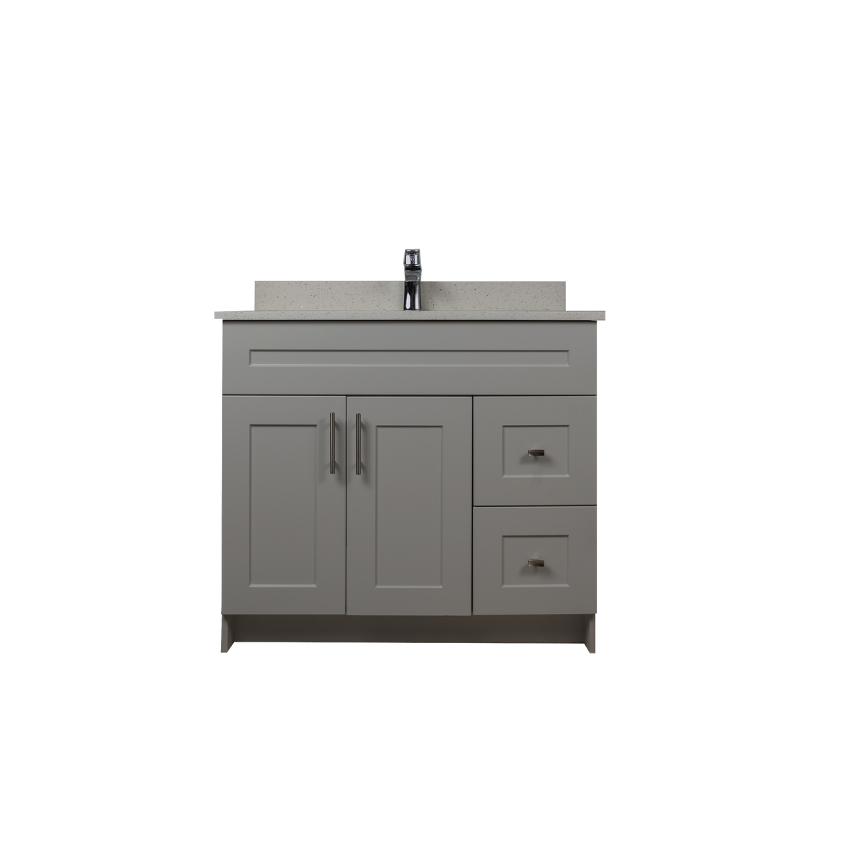 36" MDF - Right Side Draw - Light Grey - Shaker Doors - Softclose Hardware