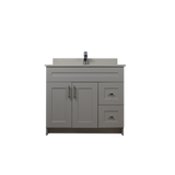 36" MDF - Right Side Draw - Light Grey - Shaker Doors - Softclose Hardware