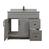 36" MDF - Left Side Draw - Light Grey - Shaker Doors - Softclose Hardware