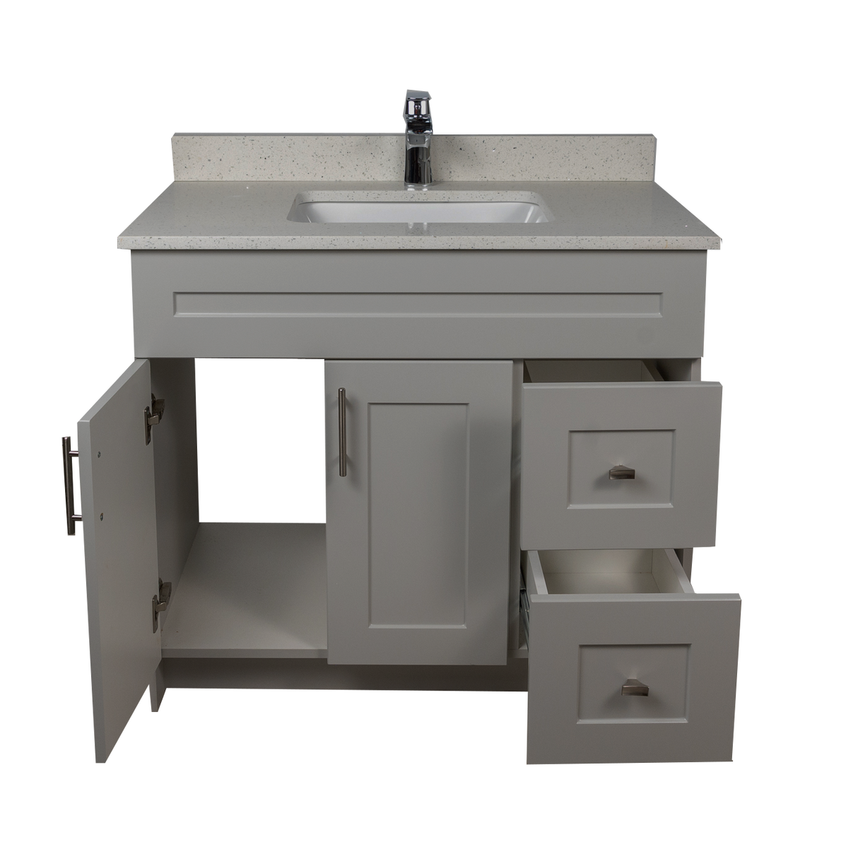 36" MDF - Right Side Draw - Light Grey - Shaker Doors - Softclose Hardware