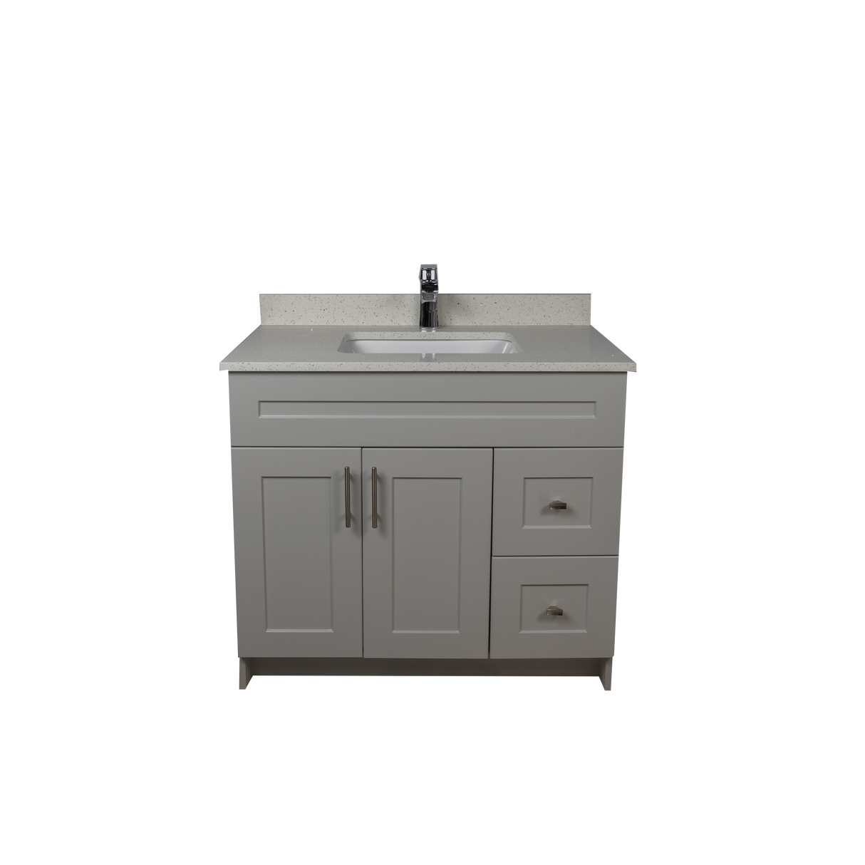 36" MDF - Left Side Draw - Light Grey - Shaker Doors - Softclose Hardware