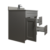 36" MDF - Left Side Draw - Light Grey - Shaker Doors - Softclose Hardware
