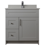 30" MDF - Left Side Draw - Light Grey - Shaker Doors - Softclose Hardware