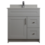 30" MDF - Right Side Draw - Light Grey - Shaker Doors - Softclose Hardware