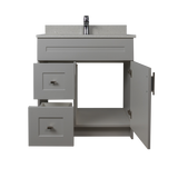 30" MDF - Left Side Draw - Light Grey - Shaker Doors - Softclose Hardware