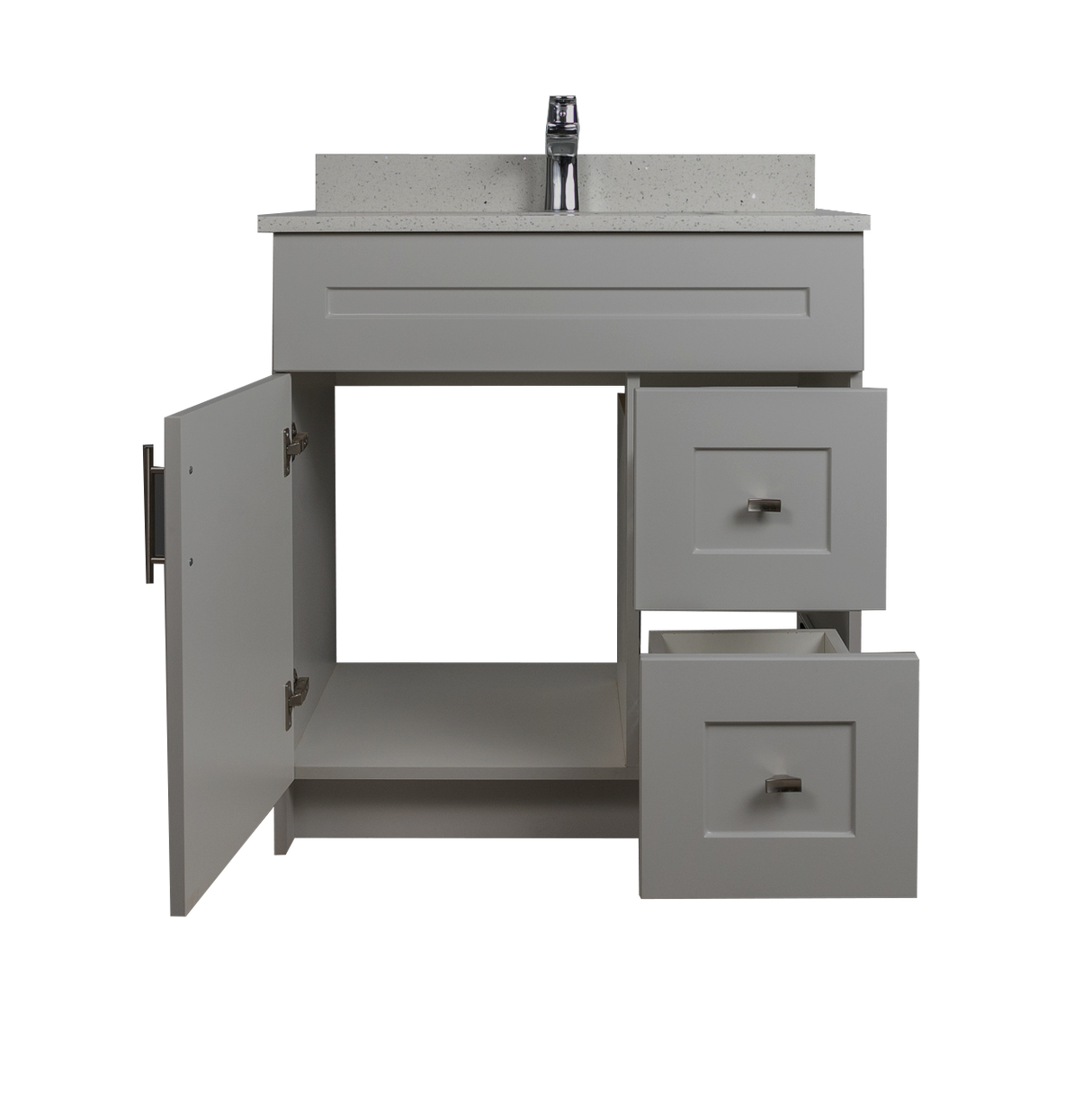 30" MDF - Right Side Draw - Light Grey - Shaker Doors - Softclose Hardware