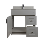 30" MDF - Right Side Draw - Light Grey - Shaker Doors - Softclose Hardware