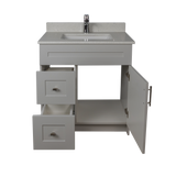 30" MDF - Left Side Draw - Light Grey - Shaker Doors - Softclose Hardware
