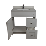 30" MDF - Right Side Draw - Light Grey - Shaker Doors - Softclose Hardware