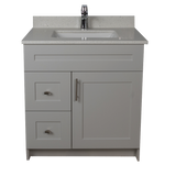 30" MDF - Left Side Draw - Light Grey - Shaker Doors - Softclose Hardware