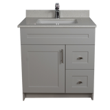 30" MDF - Right Side Draw - Light Grey - Shaker Doors - Softclose Hardware