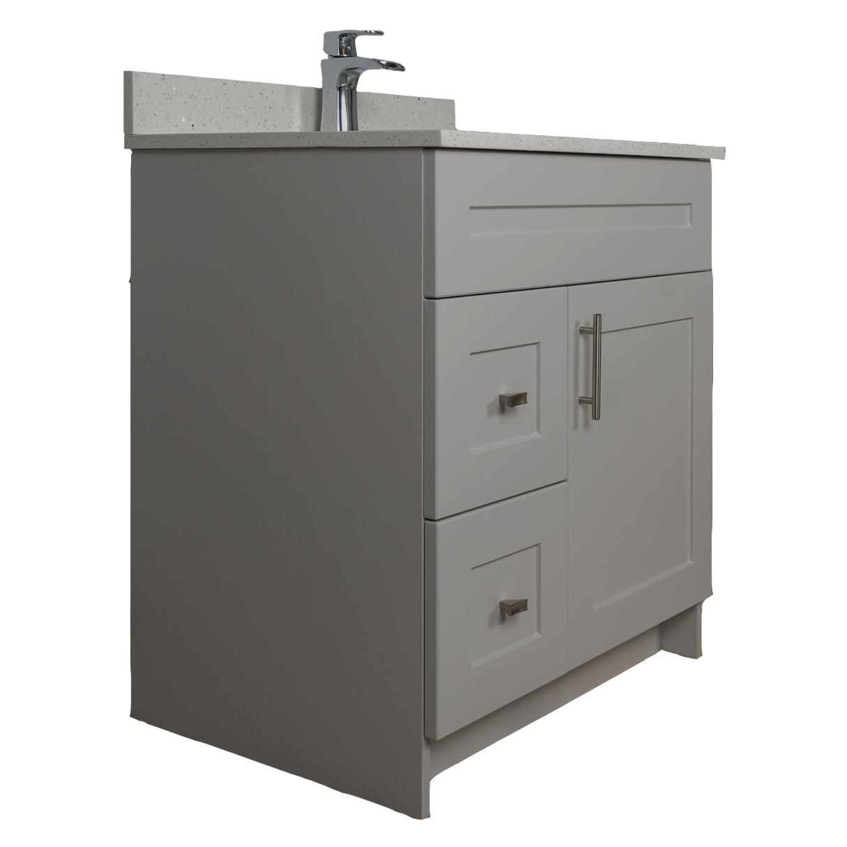 30" MDF - Left Side Draw - Light Grey - Shaker Doors - Softclose Hardware