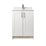 24" MDF - 2 Door - White - Shaker Doors - Softclose Hardware