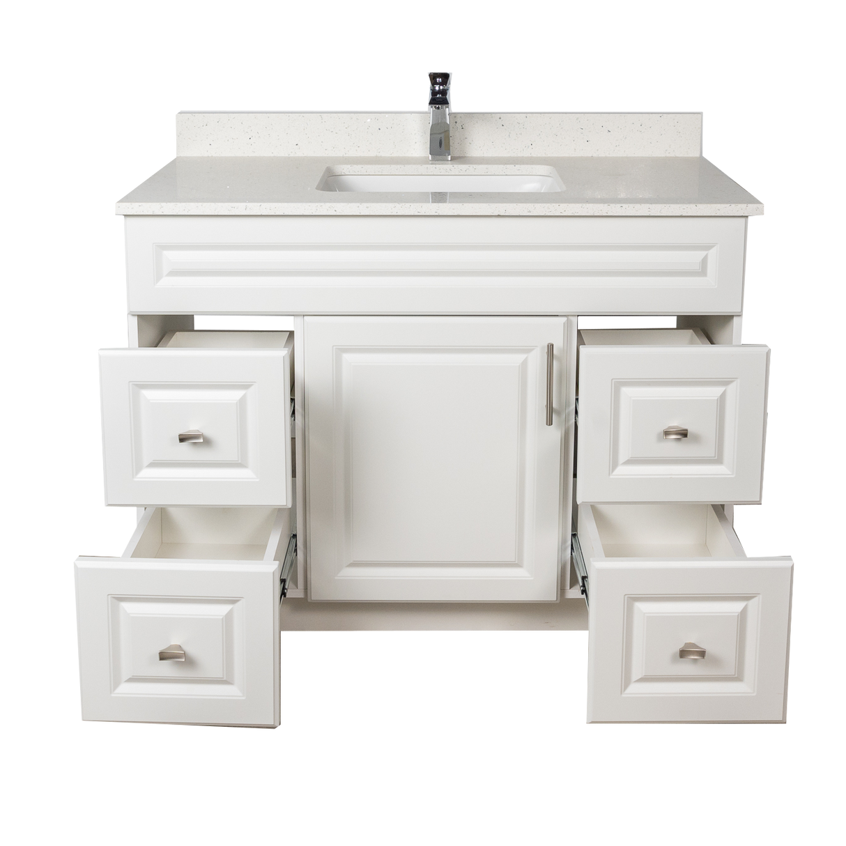 42" MDF - Both Side Draw - White - Raised Panel Doors