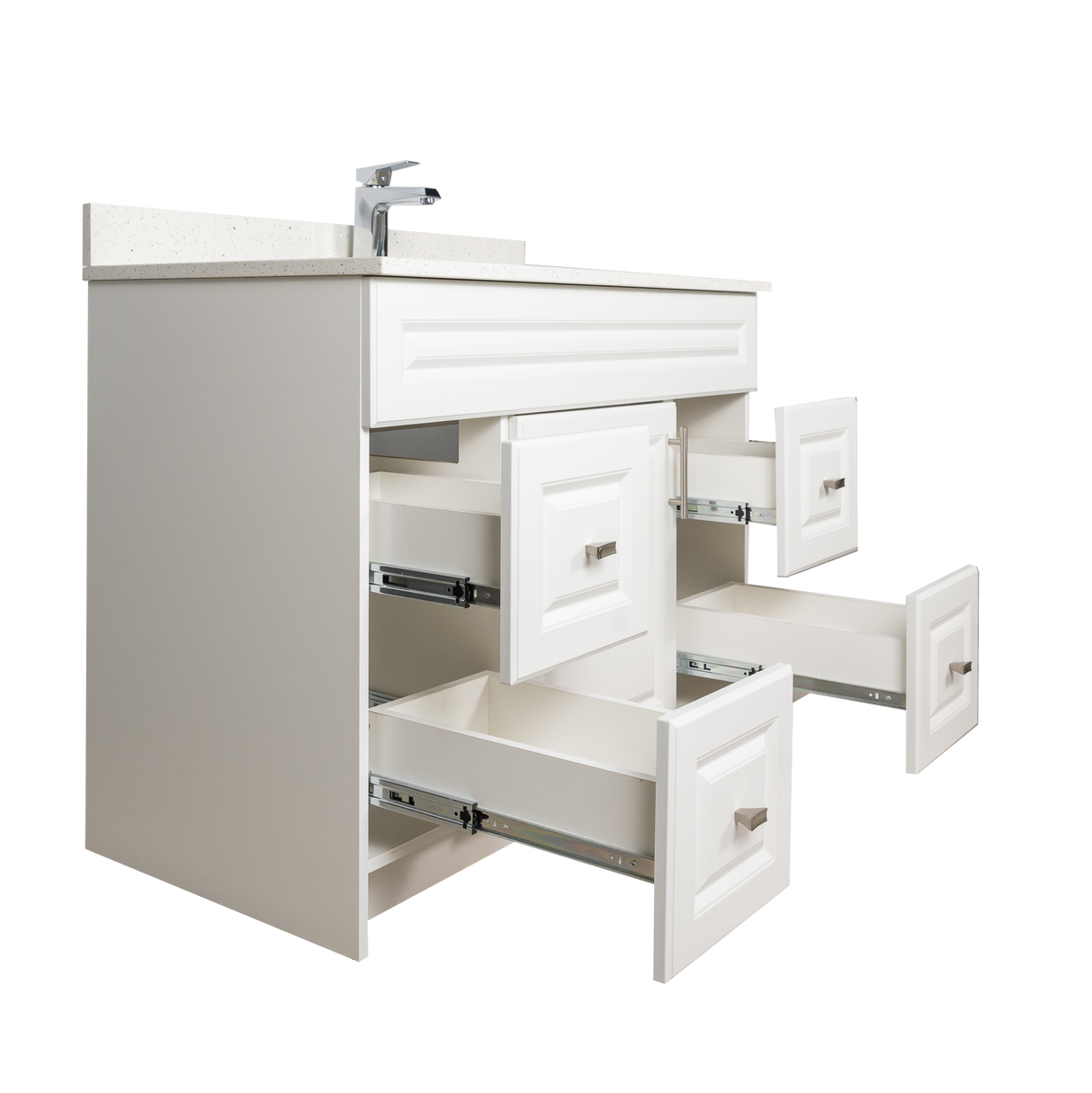 42" MDF - Both Side Draw - White - Raised Panel Doors