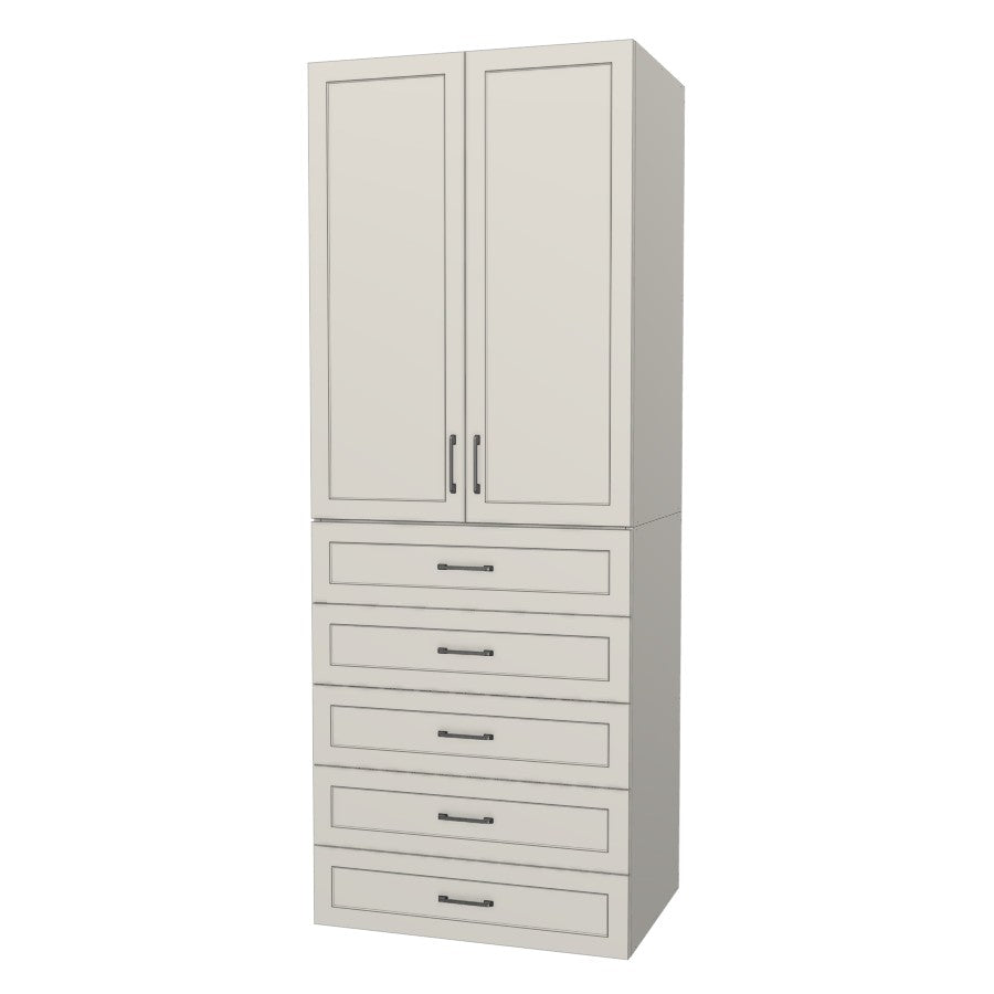 RTI Closets Basic Open & Drawer Closet Unit - 35" Wide - Thermofoil Fronts