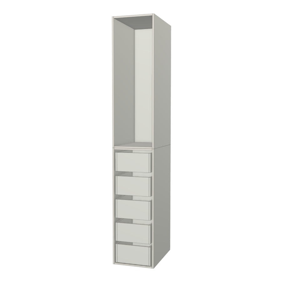 RTI Closets Basic Open & Drawer Closet Unit - 16" Wide - Painted Fronts