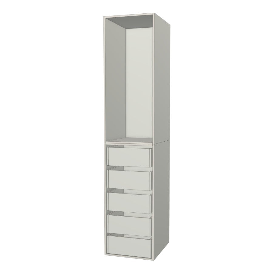 RTI Closets Basic Open & Drawer Closet Unit - 20" Wide - Painted Fronts