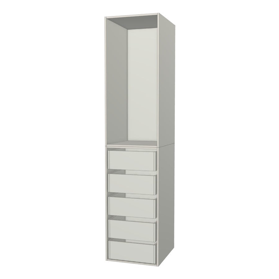 RTI Closets Basic Open & Drawer Closet Unit - 21" Wide - Painted Fronts