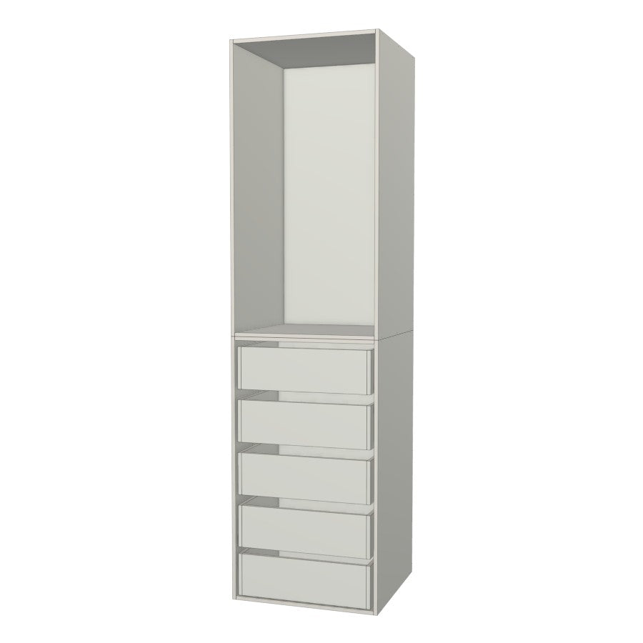 RTI Closets Basic Open & Drawer Closet Unit - 25" Wide - Painted Fronts