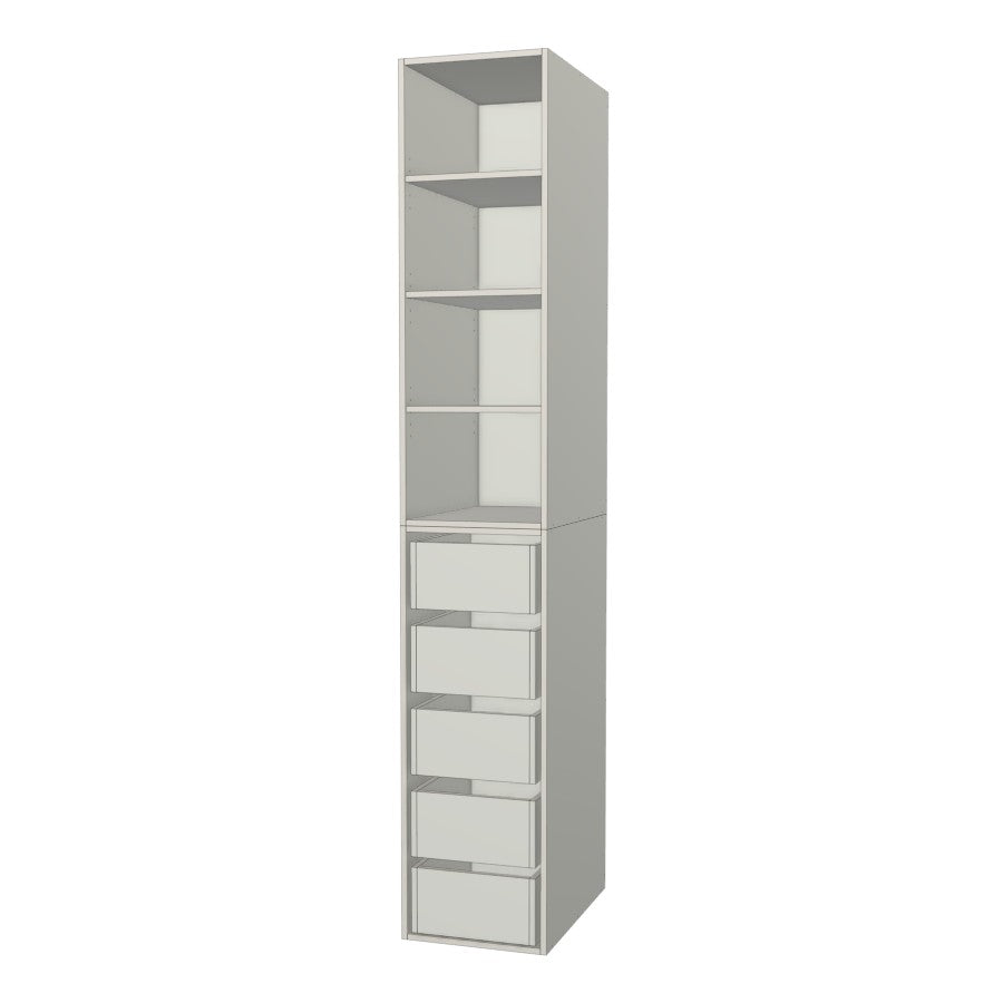 RTI Closets Basic Shelf & Drawer Closet Unit - 16" Wide - Thermofoil Fronts