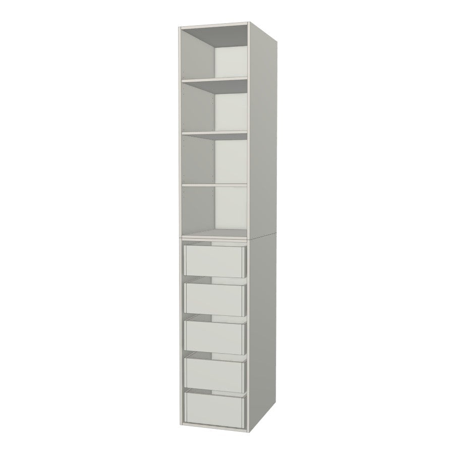 RTI Closets Basic Shelf & Drawer Closet Unit - 17" Wide - Painted Fronts