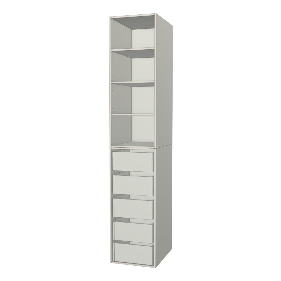 RTI Closets Basic Shelf & Drawer Closet Unit - 18" Wide - No Fronts