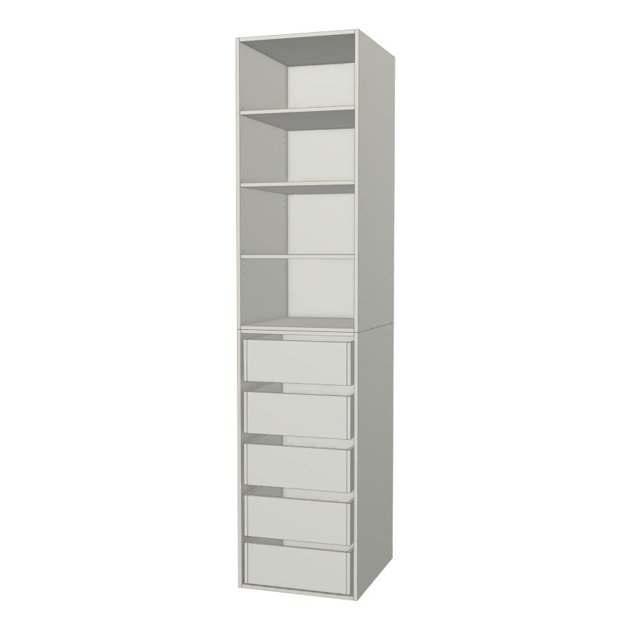 RTI Closets Basic Shelf & Drawer Closet Unit - 21" Wide - No Fronts