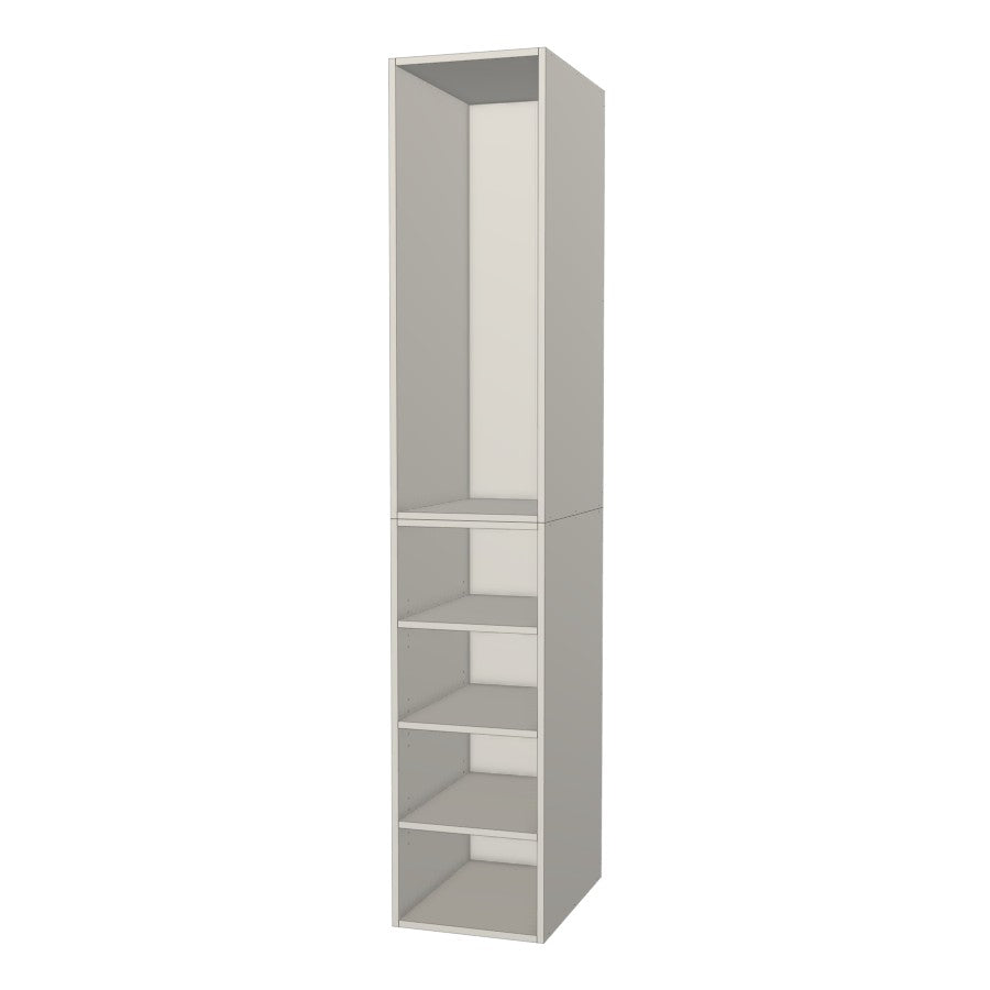 RTI Closets Basic Shelf & Open Closet Unit - 17" Wide - Thermofoil Fronts