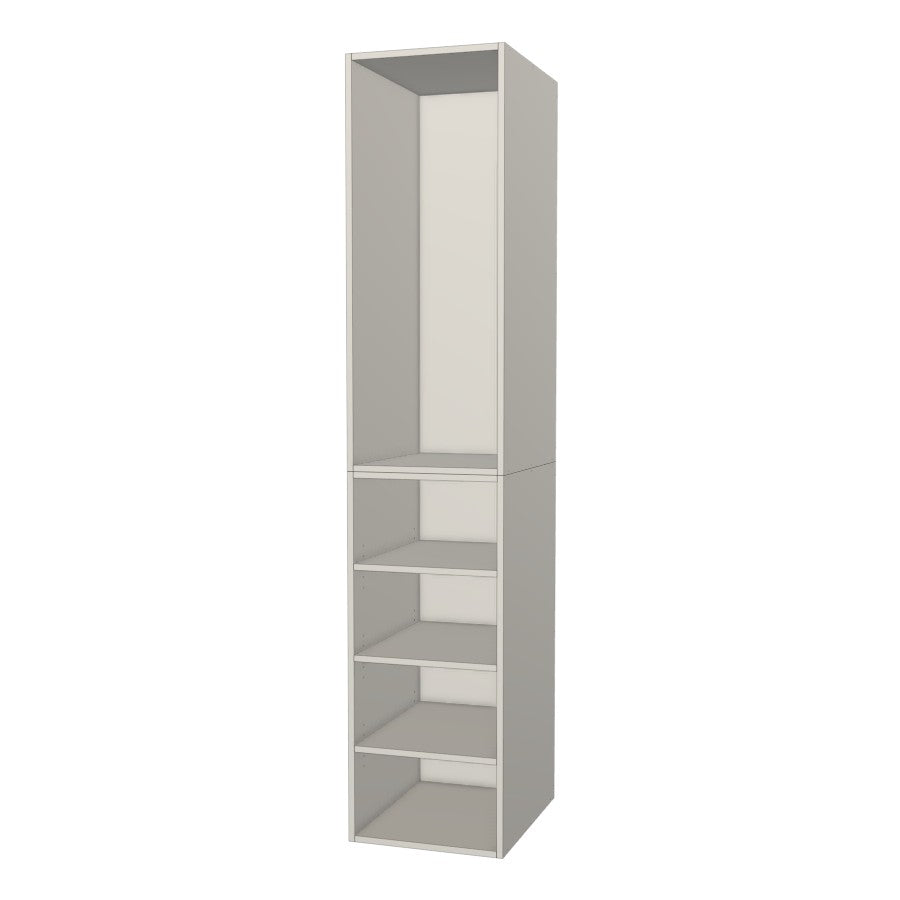 RTI Closets Basic Shelf & Open Closet Unit - 19" Wide - Painted Fronts