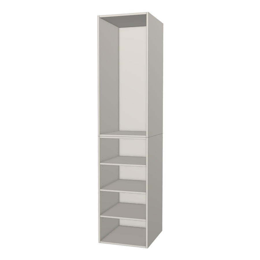 RTI Closets Basic Shelf & Open Closet Unit - 21" Wide - Thermofoil Fronts