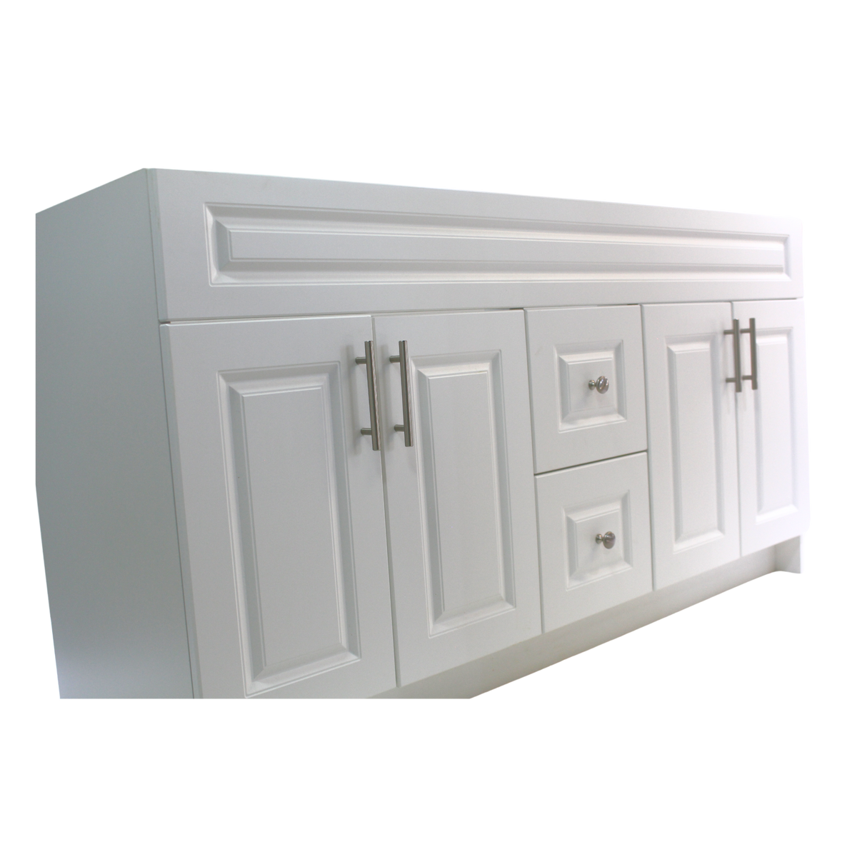 60" MDF - Double Sink - White - Raised Panel Doors