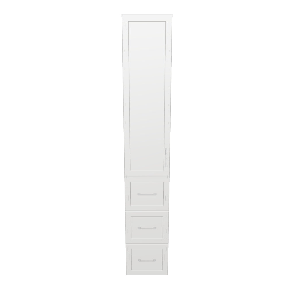 14" Wide Tall Pantry Cabinet - With Drawers - Thermofoil Doors