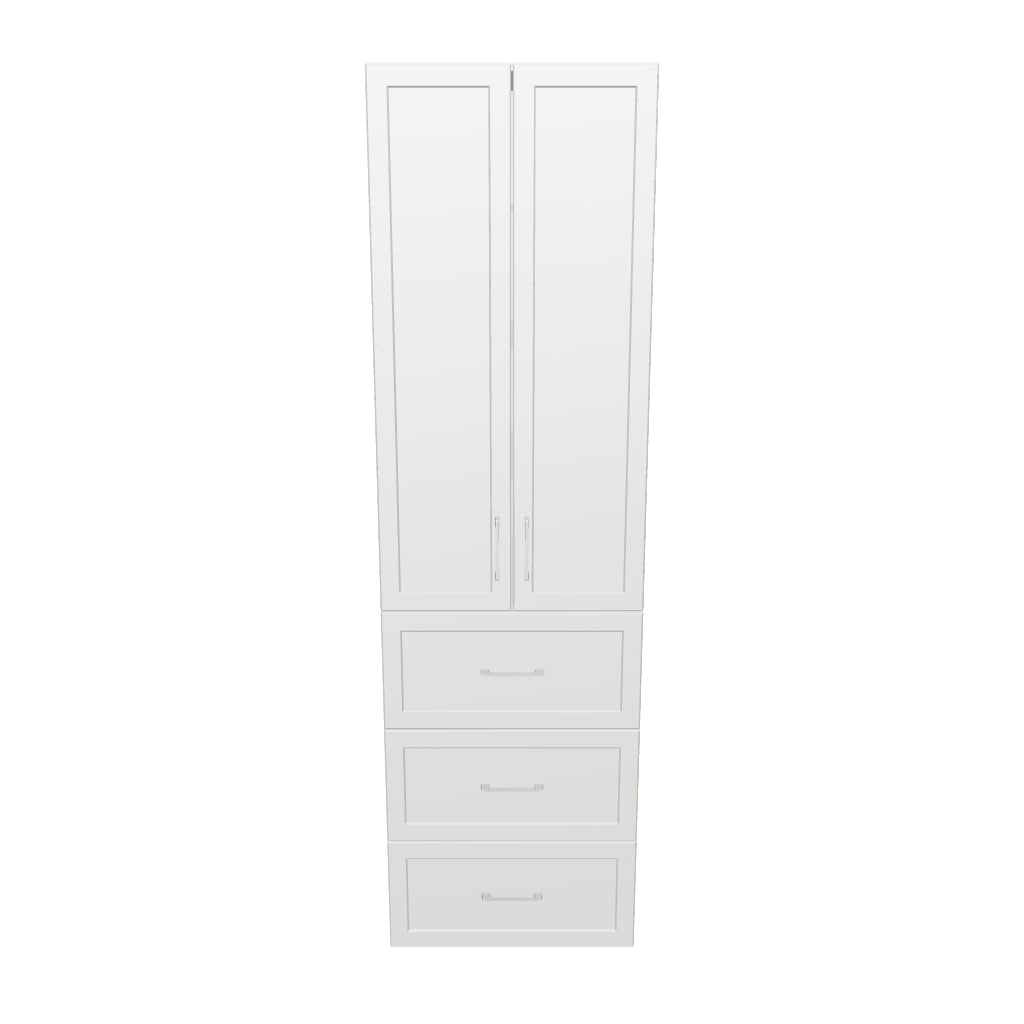 24" Wide Tall Pantry Cabinet - With Drawers - Thermofoil Doors