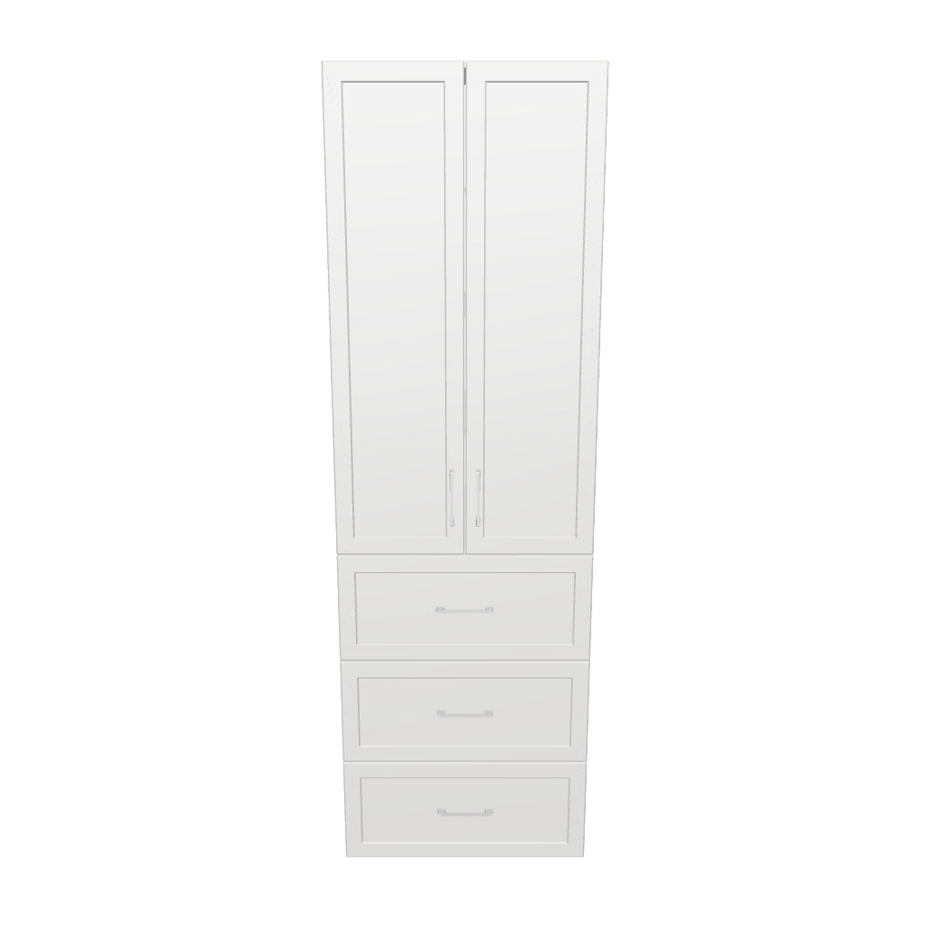 26" Wide Tall Pantry Cabinet - With Drawers - Thermofoil Doors