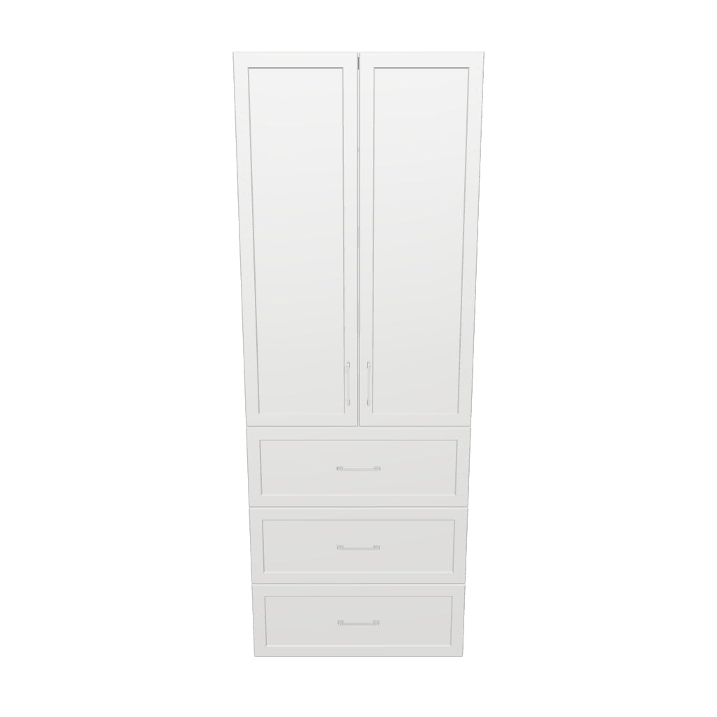 30" Wide Tall Pantry Cabinet - With Drawers - Thermofoil Doors