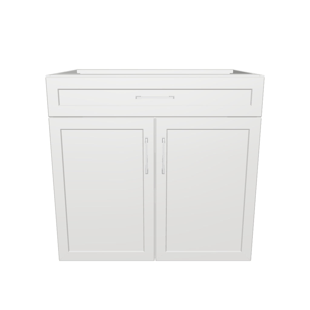 33" Wide Base Cabinet With Drawer On Top - Painted Doors