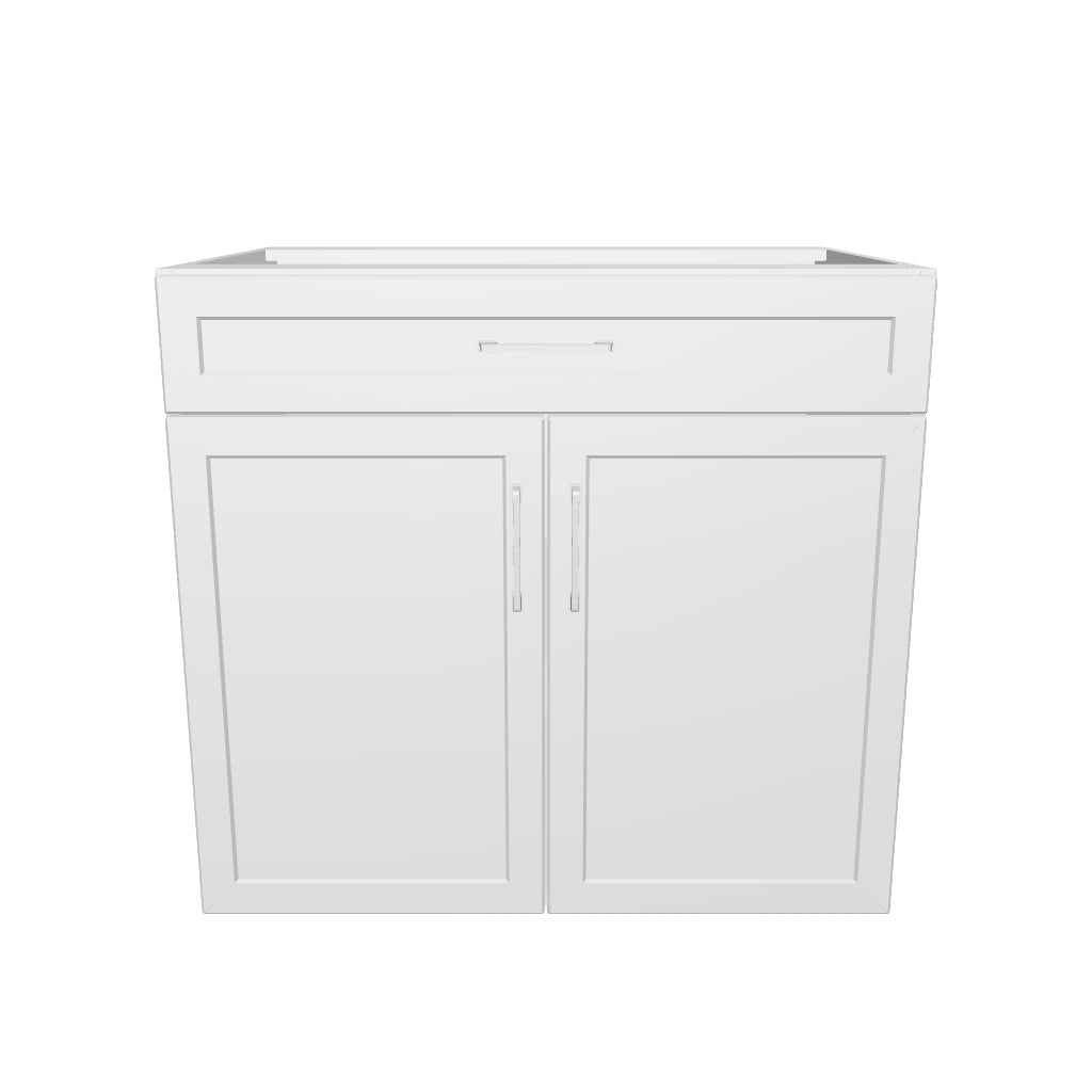34" Wide Base Cabinet With Drawer On Top - Painted Doors