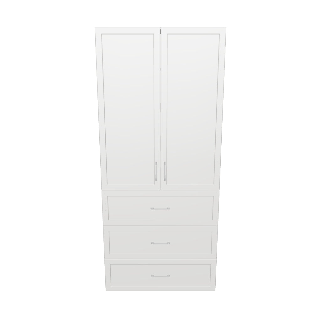 36" Wide Tall Pantry Cabinet - With Drawers - Thermofoil Doors
