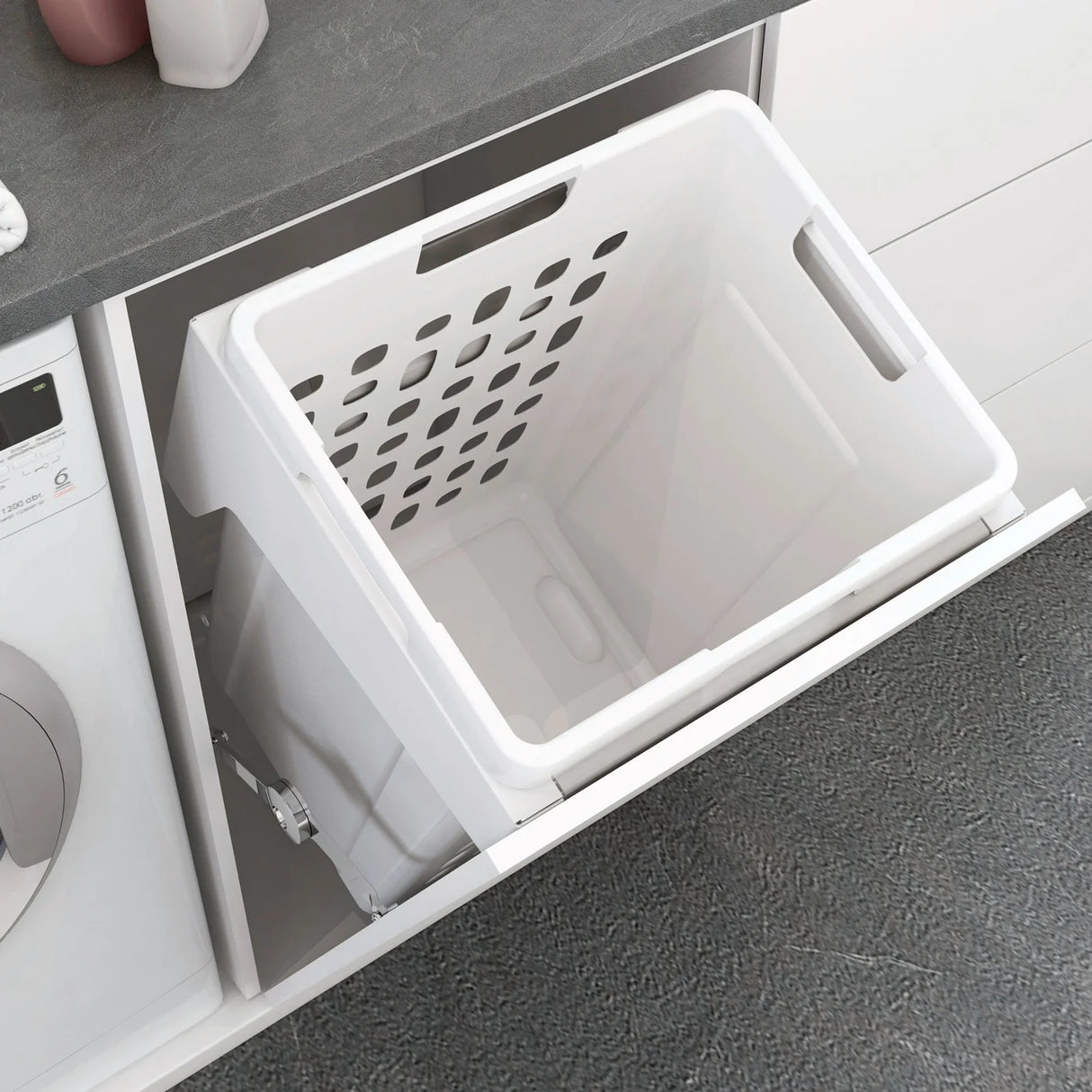 Flip Down Laundry Basket - For 16" Base Cabinet and Up